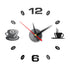 Self Adhesive Kitchen 3D Analog Home Waterproof Wall Clock Art DIY Mute Modern Mirror Coffee Cups Decor Acrylic