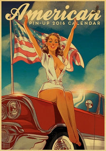 World War II Sexy pin up Girl Poster Military Bar Cafe Home wall Decor Retro Kraft Paper wall Poster