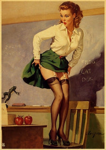 World War II Sexy pin up Girl Poster Military Bar Cafe Home wall Decor Retro Kraft Paper wall Poster