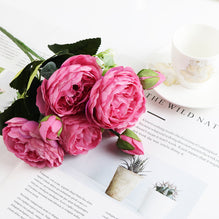1 bundle Silk Peony bouquet home decoration accessories wedding Party scrapbook fake plants diy pompons artificial roses flowers