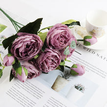 1 bundle Silk Peony bouquet home decoration accessories wedding Party scrapbook fake plants diy pompons artificial roses flowers