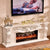 fireplace set chimneypiece W160cm wooden mantel with electric fireplace insert burner artificial LED optical flame decoration