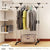 Double Folding Metal Coat Rack Clothes Rail Hanging Garment Dress Coat Storage Shelf With Wheels Simple Shoe Rack Home Furniture